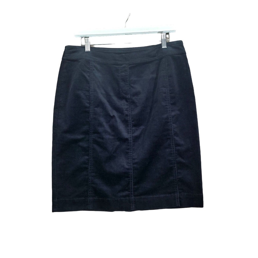 Eileen Fisher Womens Dark Academia Goth Minimalist Corduroy Skirt M Black Pencil
